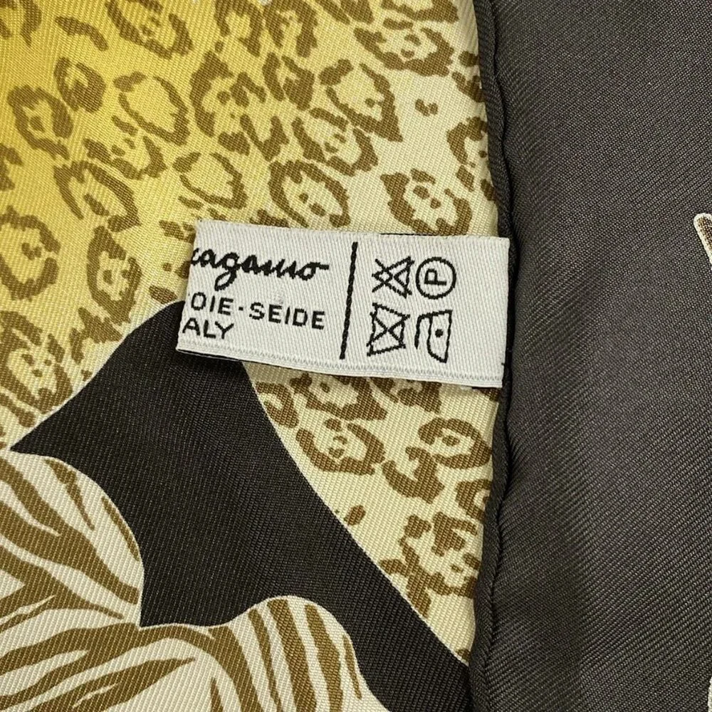 Salvatore Ferragamo - Dark Gray Yellow Multi Silk Scarf - Picture 3 of 4